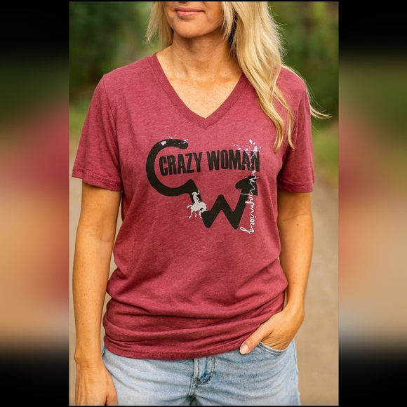 Greybull WY Maroon Colored Crazy Women T-Shirt-Size Large - Picture 1 of 4